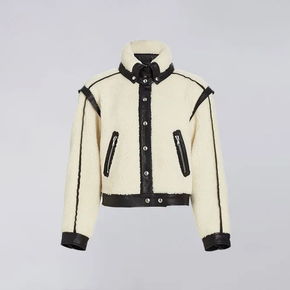 Veronica Beard Jackets & Blazers - Veronica Beard Colorblock Pattern Jacket Anita Faux Shearling With Cotton Piping